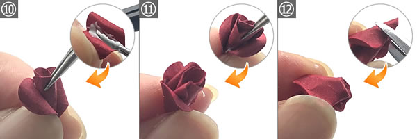 クラフトパンチで作る「立体のバラの花」の作り方 手順10～12