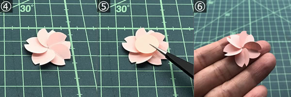 100均クラフトパンチで手作り♪「大きい桜」の花の作り方 手順4～6