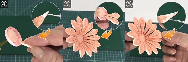 ペーパークイリングで手作り♪ガーベラの花の作り方（貼り合わせ方）！手順4～6
